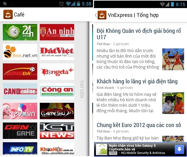 tải phần mềm Café - Đọc tin tức Việt for Android