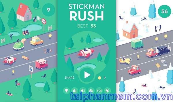 Android Game Stickman Rush for people rod racing