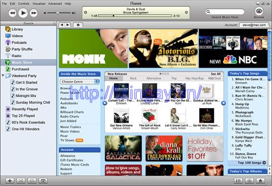 iTunes với nhiều bài hát hấp dẫn
