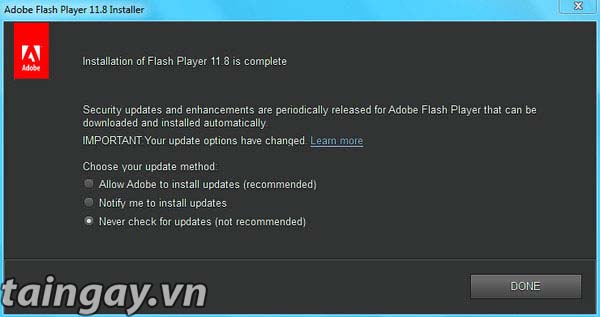 Giao diện sử dụng Adobe Flash Player