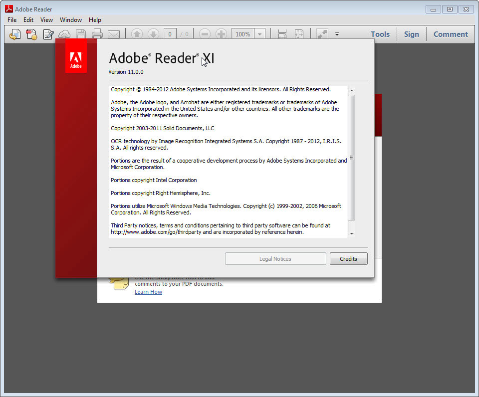 Interface used in Adobe Reader