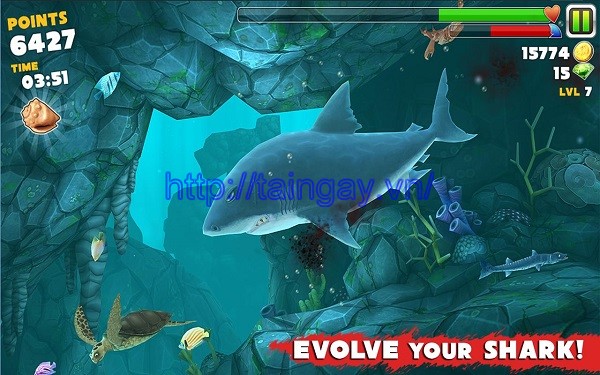 game phiêu lưu hàm cá mập dưới lòng đại dương xanh thẳm