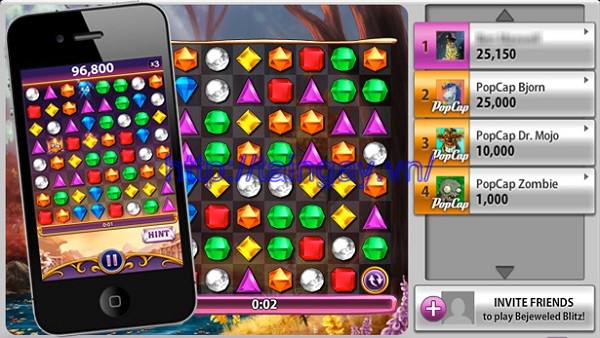 Chơi game kim cương bejeweled trên iOS