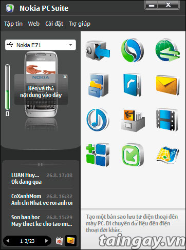 user interface Nokia PC Suite