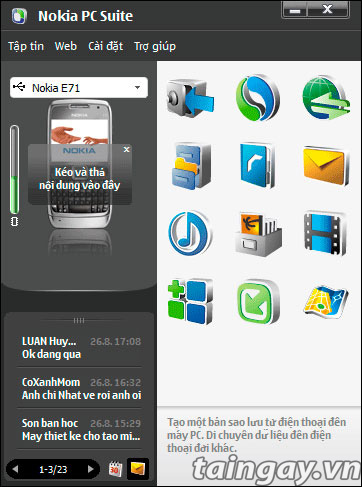 giao diện sử dụng Nokia PC Suite